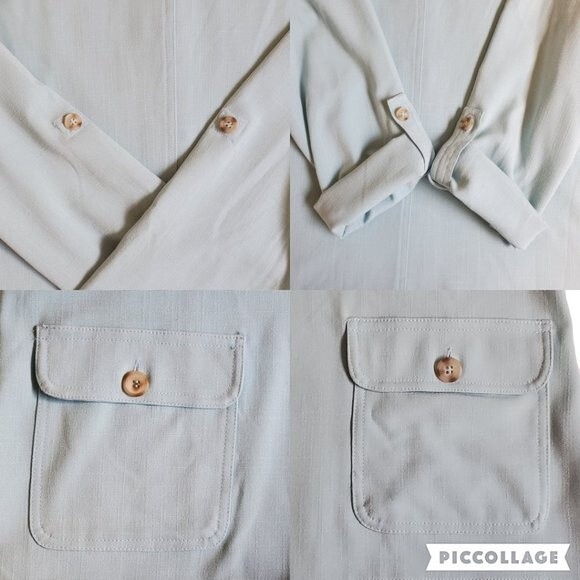 Koret light blue button up convertible long to 3/4 sleeve top sz L - Picture 10 of 12